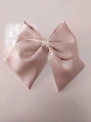 Minval Gül Kurusu Saten Kumaş Orta Boy 8 cm Otomatik Metal Klipsli Fiyonk Toka