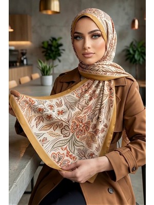 İmaj Butik Hardal Etnik Desenli Soft Şal