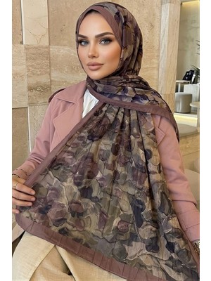 İmaj Butik Gül Kurusu Ipekhan Desenli Kraş Şal