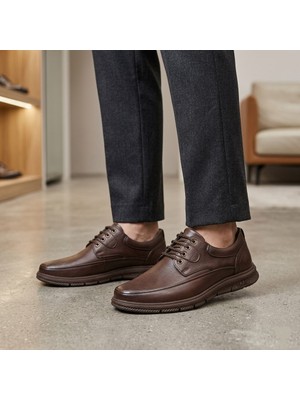 Öztürk Bağcıklı Topuk Kat Deri Havuzlu Model Yumuşak Hakiki Deri Erkek Günlük Konfor Ayakkabı AY-981-Y