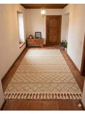 Hahay Vıntage Bej Kaliteli Yıkanabilir Kilim