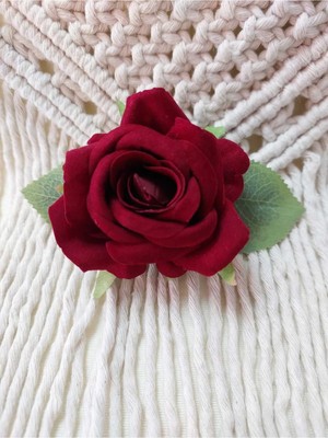 Minval Kadife Tek Gülden 8 cm Otomatik Metal Klipsli Toka