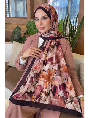 İmaj Butik Mürdüm Pudra Ipekhan Desenli Kraş Şal