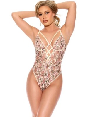 Marsilyan  Çiçek Desenli Fantezi Body