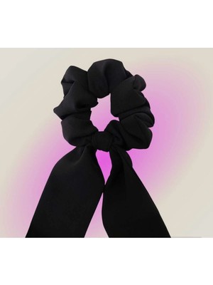 Minval Siyah Kuyruklu Scrunchie Simit Toka