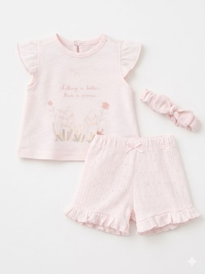 CiccimBaby Ciccim Baby 3lü Takım Şortlu First Spring Joy Pembe