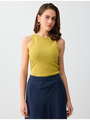 Jimmy Key Yağ Yeşili Bisiklet Yaka Dar Kesim Örme Atlet