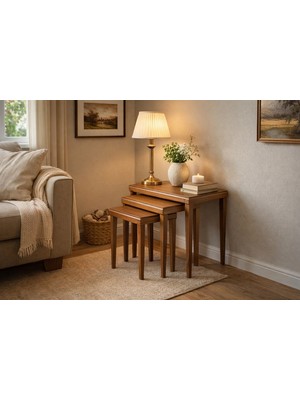 Fami Home| İskandinav 3’lü İç İçe Modern Ahşap Zigon Sehpa