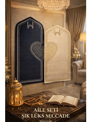 Aile Seti 2'li Seccade – Çift Kişilik Şık ve Özel Tasarım Seccade Takımı