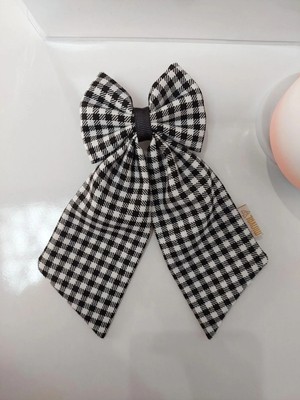 Minval Putikareli Kumaş 7 cm Otomatik Metal Klipsli Küçük Boy Fiyonklu Kuyruklu Toka