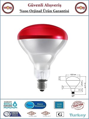 Şavk Isıtıcılı Kırmızı Ampul - Kümes Hayvanları İçin İnfrared Kızılötesi Isıtıcılı Lamba - 250 Watt