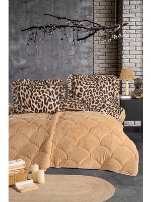 nordqueen Wellsoft Tek Kişilik Fırfırlı Yorgan Seti 155X215 cm Çift Taraflı Peluş Yorgan + 1 Yastık Kılıfı Leo