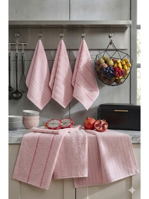 Cotton Queen Olea 6'lı  Pudra Mutfak Havlusu