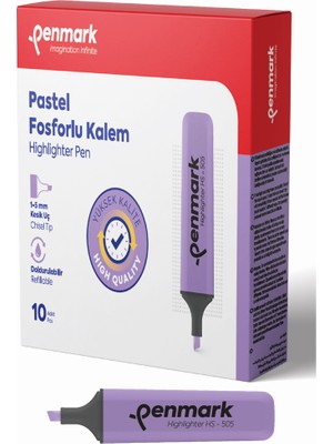 Kitabevimden Penmark Pastel Fosforlu Kalem Lavanta (10 Adet) Hs 505 07