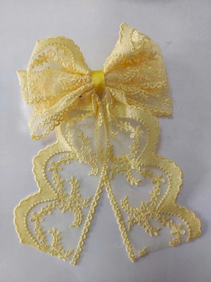 Minval Güpürlü 8 cm Otomatik Metal Klipsli Kuruklu Fiyonk Toka;