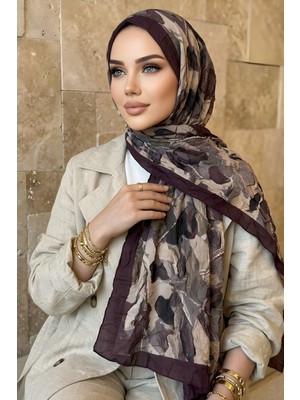 İmaj Butik Mürdüm Ipekhan Desenli Kraş Şal