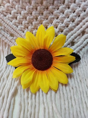 Minval Yapay Ayçiçeği Figürlü 8 cm Otomatik Metal Klipsli Toka