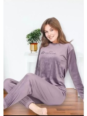 Nivene KADİFE PİJAMA TAKIMI LİLA