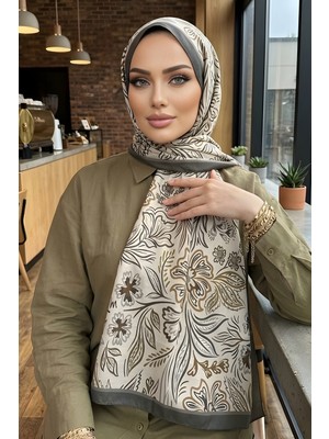 İmaj Butik Haki Etnik Desenli Soft Şal