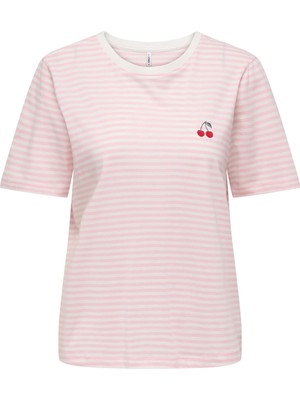 Only Onlhappy % 100 Pamuk Regular Fit Bisiklet Yaka T Shirt Bayan T Shirt 15370117