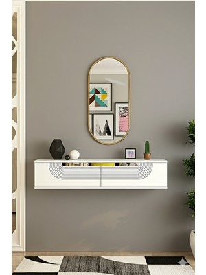 Feyza Design 120CM Beyaz ve Silver Dresuar - Ev ve Mobilya Antre Dekorasyonu