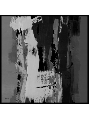 Aker Gri Fırça Desenli Ipek Krep Saten Eşarp