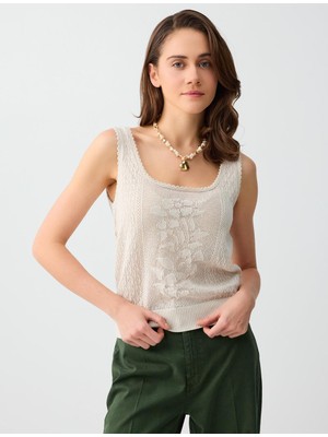 Jimmy Key Taş U Yaka Kolsuz Triko Atlet