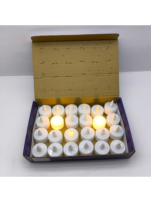 farissu Pilli LED Tealight Mum 24\'lü Ekonomik Paket - Sıcak Sarı Işık Dekor Mum