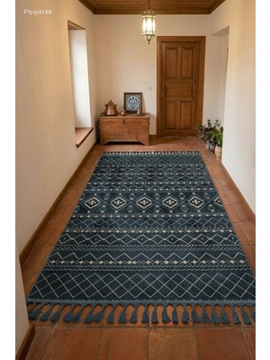 Hahay Vıntage Siyah Kaliteli Yıkanabilir Kilim