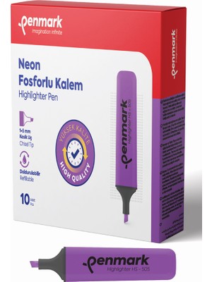 Kitabevimden Penmark Neon Fosforlu Kalem Lila (10 Lu Paket)Hs 505 05