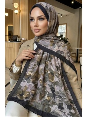 İmaj Butik Siyah Haki Ipekhan Desenli Kraş Şal