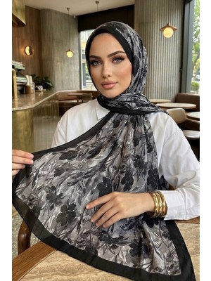 İmaj Butik Siyah/taş Ipekhan Desenli Kraş Şal