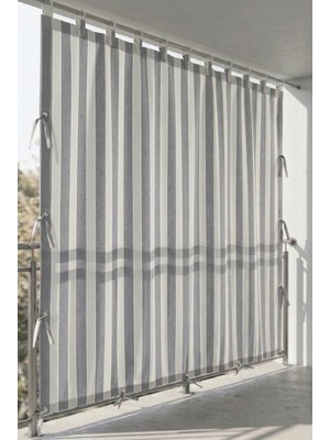 Ceylan Home Üstten Halkalı, 3 Tarafı Kuş Gözlü Bahçe Brandası | Balkon & Teras Perdesi | Gri - Gri