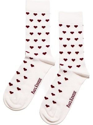 Paul Kenzie Valentine Collection - Soket Çorap - Burgundy Hearts