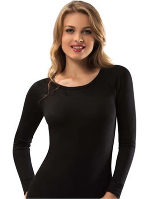 Tutku Keyal Elit 2706 Kadın Termal Üst Uzun Kol Viskon İçlik Fanila Siyah Renkli Günlük Kullanım