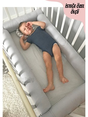 Jaju Baby Gri Montessori Yatak Bariyer Beşik Kenar Koruma Özel Ölçü 80x130