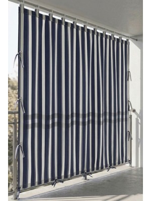 Ceylan Home Üstten Halkalı, 3 Tarafı Kuş Gözlü Bahçe Brandası | Balkon & Teras Perdesi | Gri Beyaz