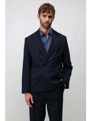 Antioch Açık Lacivert Relax Fit Kruvaze Erkek Blazer Ceket