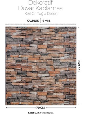 Brano 70X77 cm Kendinden Yapışkanlı Doğal Taş Desenli 3b Duvar Kaplama