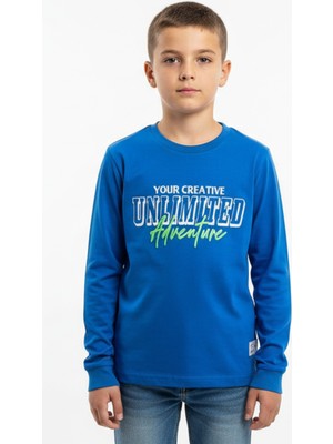 Toontoy Erkek Çocuk Bisiklet Yaka Uzun Kollu  Baskılı Tişört 22860