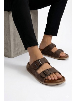 Nmoda Erkek Çift Tokalı Terlik Günlük Ortopedik Rahat Yazlık Terlik