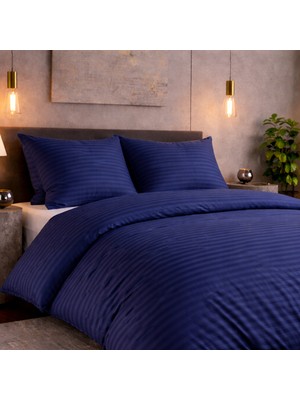 Bella Home Çift Kişilik Çizgili Saten Nevresim Takımı | Konforlu & Şık | Yumuşak ve Parlak Doku
