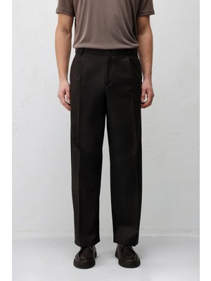 Antioch Koyu Kahve Pileli Relaxed Fit Erkek Pantolon