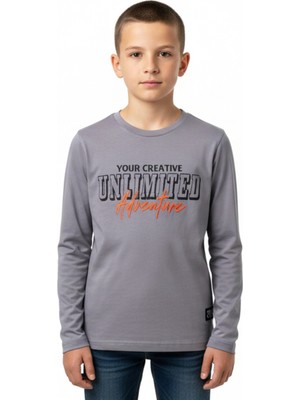 Toontoy Erkek Çocuk Bisiklet Yaka Uzun Kollu  Baskılı Tişört 22860