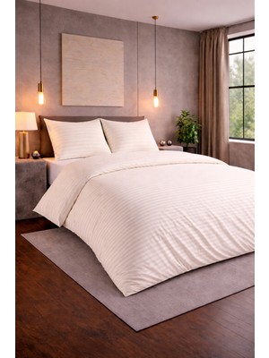Bella Home Çift Kişilik Çizgili Saten Nevresim Takımı | Konforlu & Şık | Yumuşak ve Parlak Doku