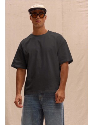 Tarz Cool Erkek %100 Organik Pamuklu Kalın Dokulu Comfort Fit Bisiklet Yakalı T-Shirt
