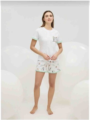 Dream Fashion Baskılı Kadın Şortlu Pijama Takımı