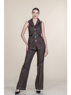 MissVina Kot Denim Yelek Pantolon Takım 1309