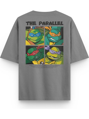 Overoz Ninja Turtles Ninja Kaplumbağalar Sırt Baskılı Yarı Oversize Unisex T-Shirt 1302