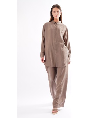 Ceremony Çapraz Cep Detay Pantolonlu Safari Takım 910 Vizon